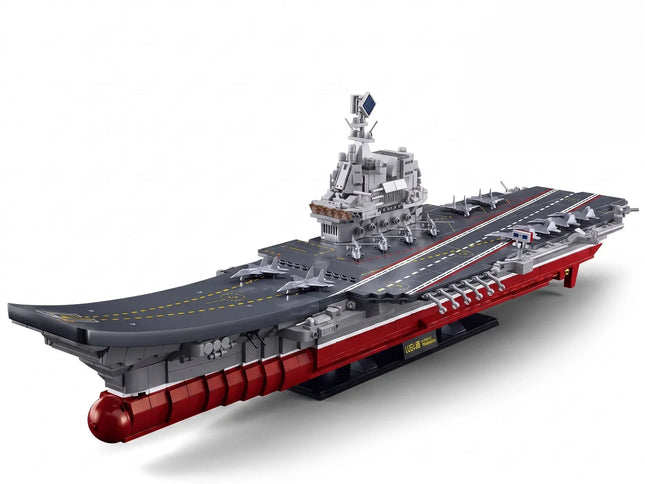 Sluban B1189 Model Kit 1:450 Aircraft Carrier Shandong Type 002 PLAN Warship Navy Vessel Boat