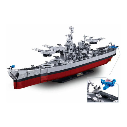 Sluban B1291 Model Kit 1:350 USS Missouri BB63 Mighty Mo Battleship Warship WWII Navy Vessel Boat Blocks DIY Set Toy