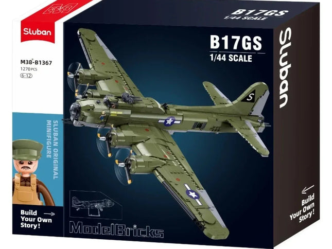 Sluban B1367 Model Kit 1:44 B17 Flying Fortress Heavy Bomber WWII USAAF Army Air Force