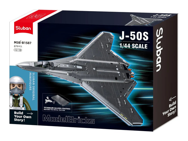 Sluban B1587 Model Kit 1:44 J50 Stealth Fighter Jet Plane - Military Air Force