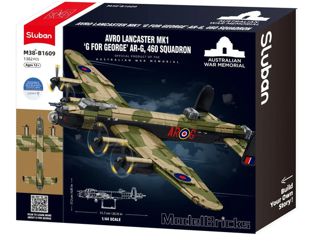 Sluban Model Kit 1:44 Lancaster Bomber G For George Plane WWII RAAF Air Force B1609