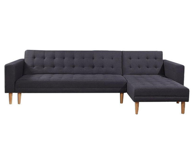Sarantino Linen Fabric Corner Sofa Bed Couch Lounge With Chaise Furniture - Dark Grey