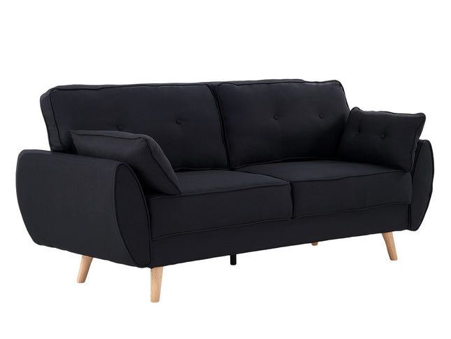 Sarantino 3 Seater Modular Linen Fabric Sofa Bed Couch Futon Suite - Black