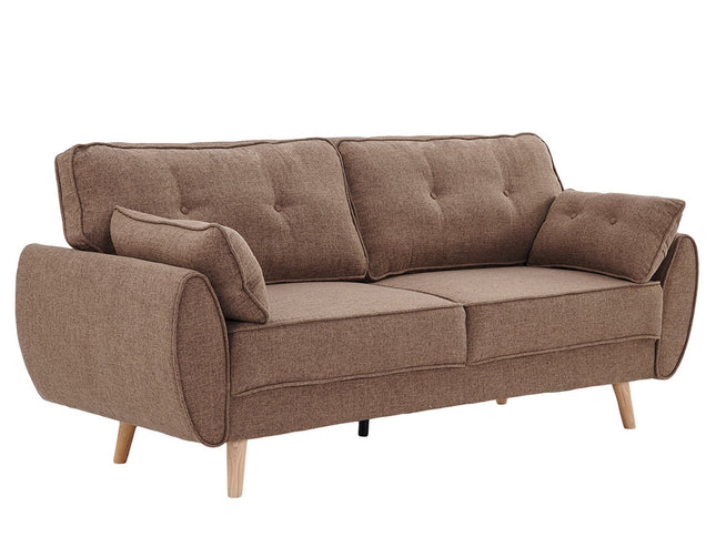 Sarantino 3 Seater Modular Linen Fabric Sofa Bed Couch Futon Suite - Brown