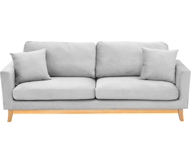Sarantino 3 Seater Faux Velvet Sofa Bed Couch Furniture Light Grey