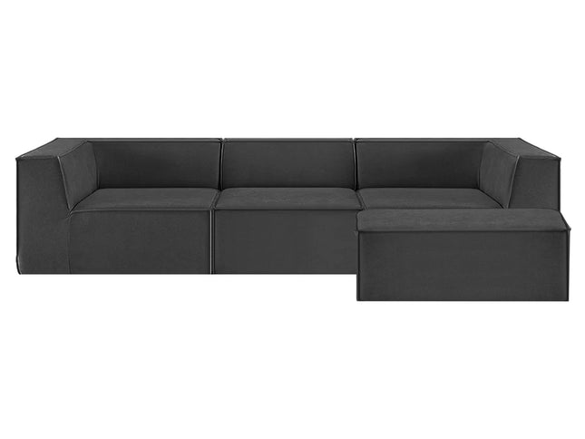 Sarantino Novi 3-Seater Modular Sofa with Ottoman in Black Non-Slip Bottom Lounge