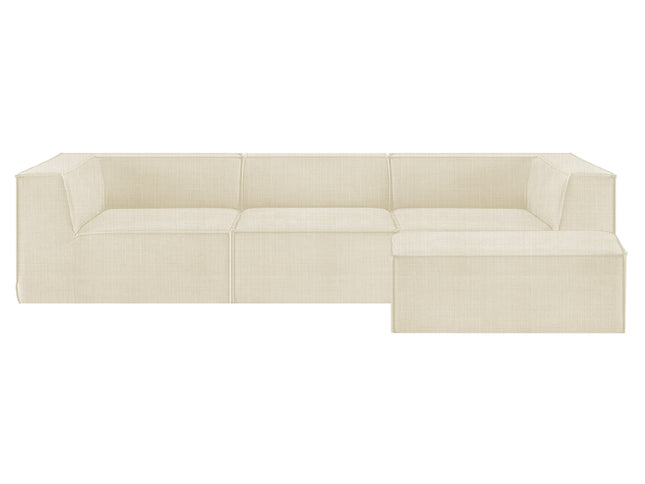 Sarantino Novi 3-Seater Modular Sofa with Ottoman in Cream Non-Slip Bottom Lounge
