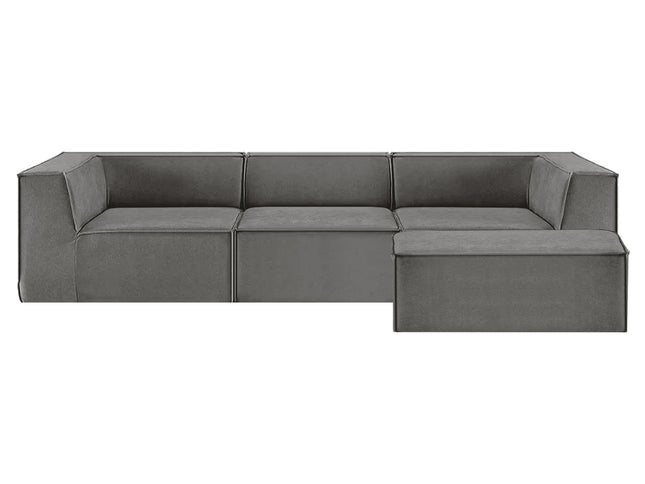 Sarantino Novi 3-Seater Modular Sofa with Ottoman in Grey Non-Slip Bottom Lounge