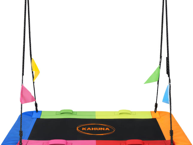 Kahuna Heavy Duty 60 Inch Rectangular Tree Swing With Adjustable 180cm Lifting Ropes Foam Padded Tubes And Full Accessory Kit For Backyard Family Use