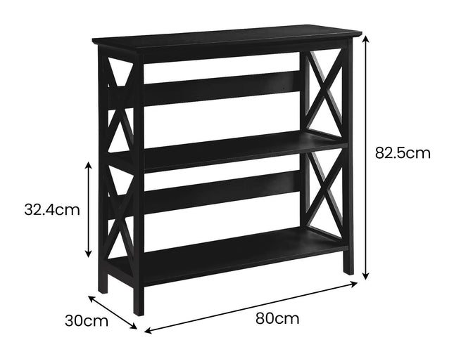 Sarantino Lucas 3-Tier Bookshelf Display Rack in Black