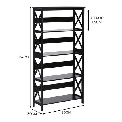 Sarantino Daphne 5-tier Cross Panel Bookshelf