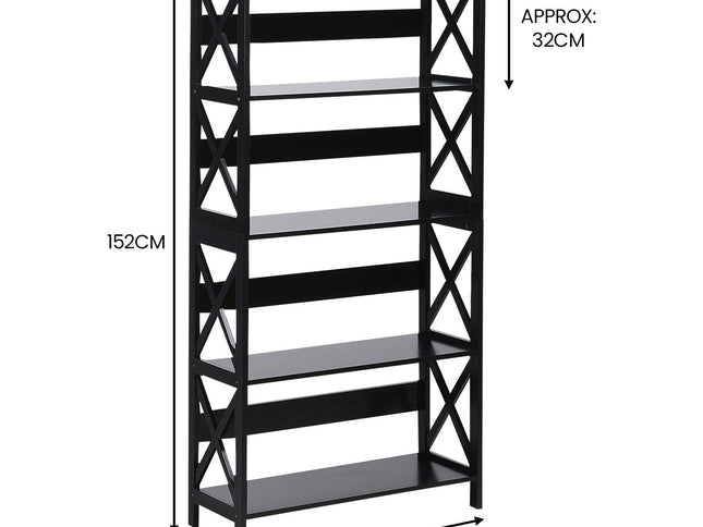 Sarantino Daphne 5-tier Cross Panel Bookshelf