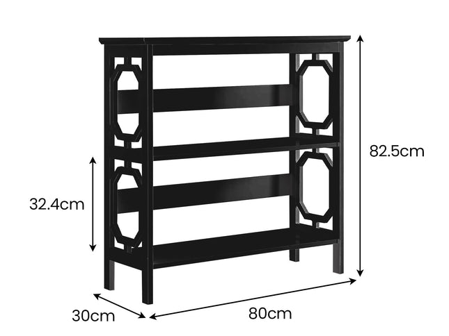 Sarantino Laurel 3-Tier Bookshelf Display Rack in Black