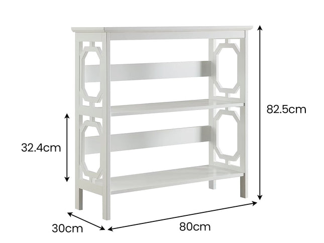 Sarantino Laurel 3-Tier Bookshelf Display Rack in White
