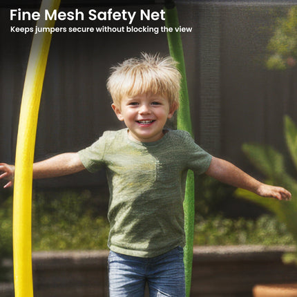 Kahuna 10 ft x 15 ft Oval Outdoor Trampoline with Reversible Rainbow & Orange Safety Pad Safety Net and Ladder