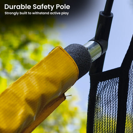 Kahuna 10 ft x 15 ft Oval Outdoor Trampoline with Reversible Rainbow & Orange Safety Pad Safety Net and Ladder