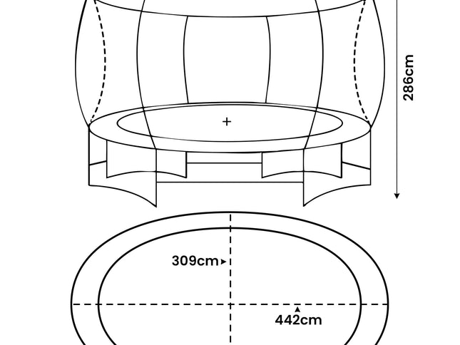 Kahuna 10 ft x 15 ft Oval Outdoor Trampoline L.E.D. Basketball Set Reversible Rainbow & Orange Safety Pad Safety Net Ladder