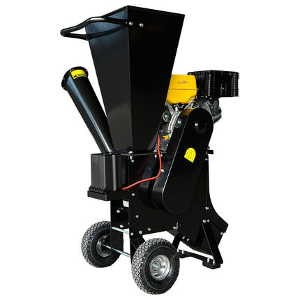 Ducar 89mm Key Electric Start Wood Chipper 420cc 15hp 4-stroke Engine Unleaded Petrol Garden Shredder Mulcher Grinder - 601c Black