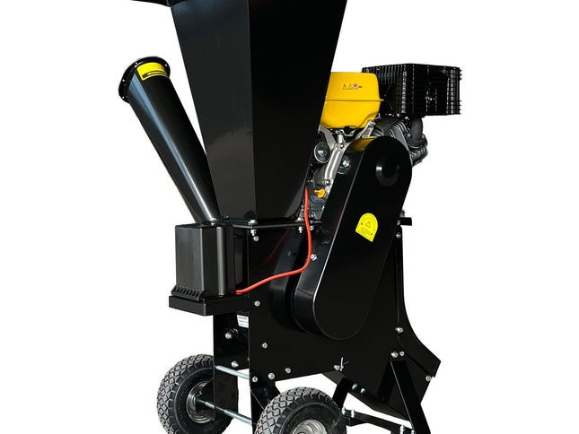 Ducar 89mm Key Electric Start Wood Chipper 420cc 15hp 4-stroke Engine Unleaded Petrol Garden Shredder Mulcher Grinder - 601c Black