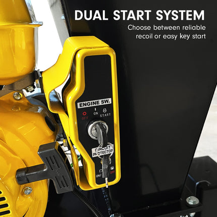 Ducar 89mm Key Electric Start Wood Chipper 420cc 15hp 4-stroke Engine Unleaded Petrol Garden Shredder Mulcher Grinder - 601c Black