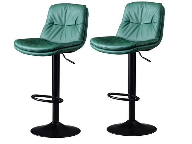 SERENIT√† Bar Stools Kitchen Bar Stool Leather Barstools Swivel Gas Lift Counter Chairs BS8406 Green