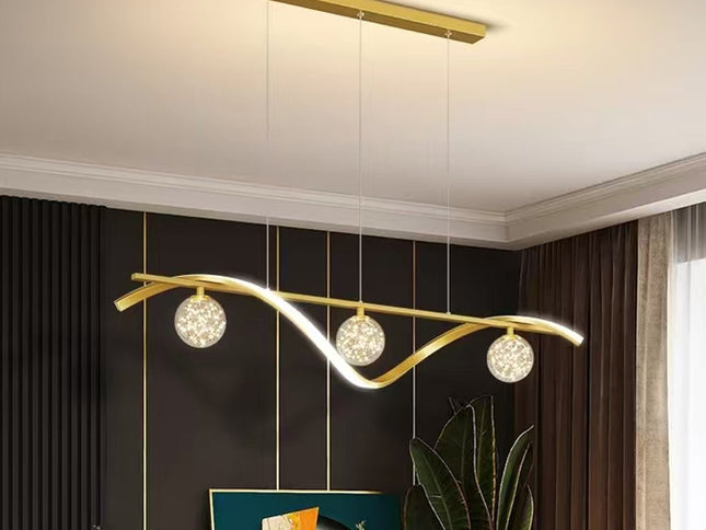 Luxury Hand Blown Glass LED Pendant Light 100cm Adjustable 3 Color Dimmable Remote Control for Dining Bar Living Room
