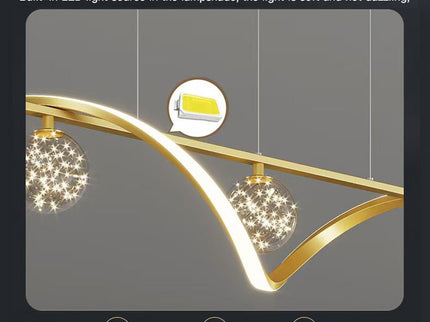 Luxury Hand Blown Glass LED Pendant Light 100cm Adjustable 3 Color Dimmable Remote Control for Dining Bar Living Room