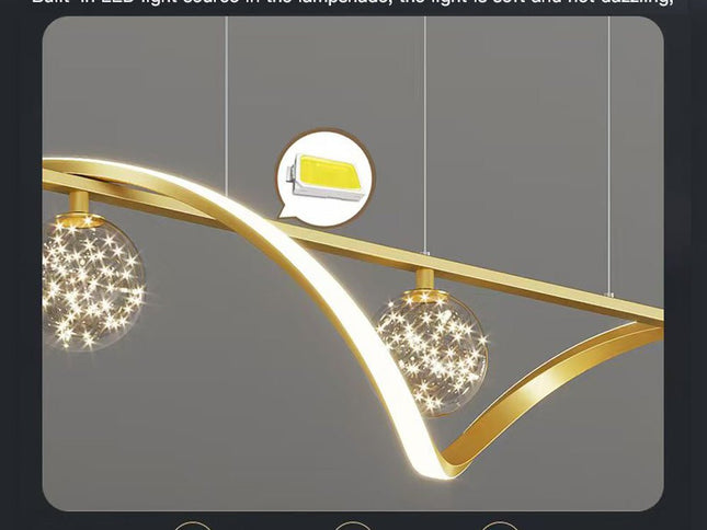 Luxury Hand Blown Glass LED Pendant Light 100cm Adjustable 3 Color Dimmable Remote Control for Dining Bar Living Room
