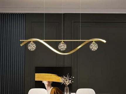 Luxury Hand Blown Glass LED Pendant Light 100cm Adjustable 3 Color Dimmable Remote Control for Dining Bar Living Room