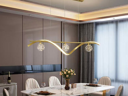 Luxury Hand Blown Glass LED Pendant Light 100cm Adjustable 3 Color Dimmable Remote Control for Dining Bar Living Room