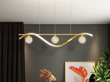 Luxury Hand Blown Glass LED Pendant Light 100cm Adjustable 3 Color Dimmable Remote Control for Dining Bar Living Room