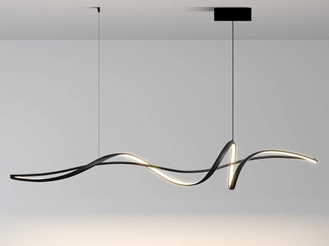 BAMDECOR A036 Modern LED Linear Pendant Lights with Dimmable LED and Adjustable Hanging Length 160cm -Black
