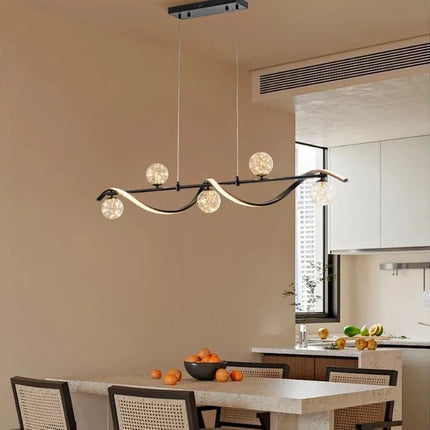 BAMDECOR AD2621 Modern Black Kitchen Island Light with Glass Globe Shade Ceiling Pendant Lights