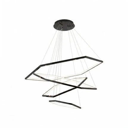 BAMDECOR AD2582/4 Modern LED Chandelier, Hexagonal Rings Ceiling Lighting Contemporary Chandeliers (4 Rings-Black)