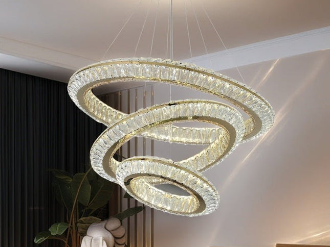 BAMDECOR C3312/3 Crystal Chandelier Living Room Chandelier Crystal Chandelier Room Dining Room lamp New Bedroom Lamps Lighting Villa Light Luxury Post (Size:100+80+60cm)