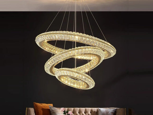 BAMDECOR C3312/3 Crystal Chandelier Living Room Chandelier Crystal Chandelier Room Dining Room lamp New Bedroom Lamps Lighting Villa Light Luxury Post (Size:100+80+60cm)