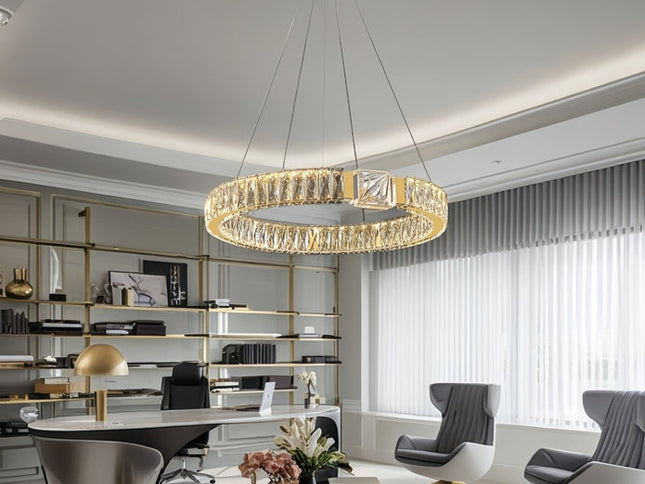 BAMDECOR C3319 Modern Crystal Chandeliers Lighting Fixtures Contemporary Round Chandelier Lighting Fixtures Crystal Pendant Ceiling Lights(Gold-60cm)