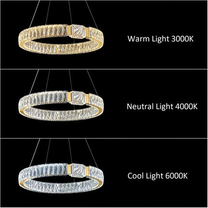 BAMDECOR C3319 Modern Crystal Chandeliers Lighting Fixtures Contemporary Round Chandelier Lighting Fixtures Crystal Pendant Ceiling Lights(Gold-60cm)