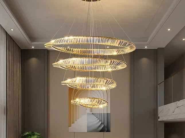 BAMDECOR C3342/4 Modern Crystal Chandeliers Lighting Fixtures Contemporary Wave Chandelier Lighting Fixtures Crystal Pendant Ceiling Lights for Living Room (Gold)