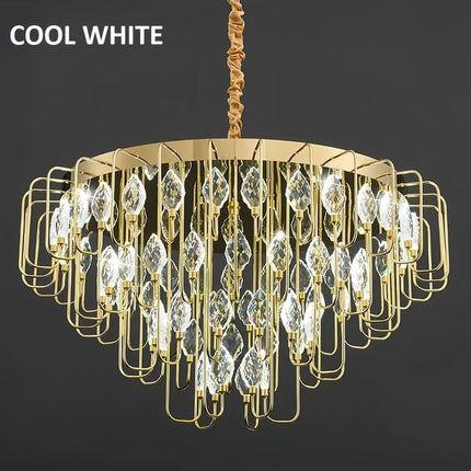 BAMDECOR C3345 Modern Luxury Crystal-leaf Chandelier LED Fashion Creativity Pendant Ceiling Lights(60cm-Gold)