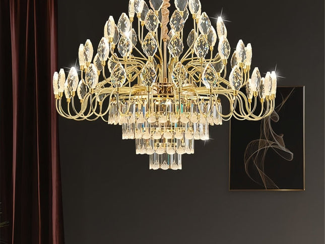 BAMDECOR C3347 Modern Luxury Crystal-leaf Chandelier LED Fashion Creativity Pendant Ceiling Lights(80cm-Gold)