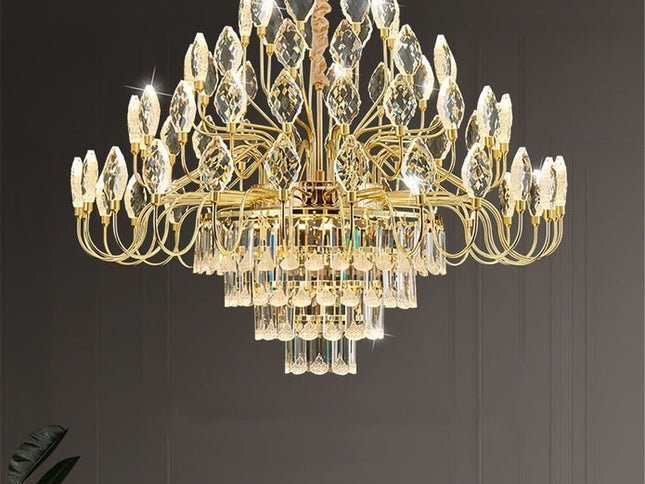 BAMDECOR C3347 Modern Luxury Crystal-leaf Chandelier LED Fashion Creativity Pendant Ceiling Lights(80cm-Gold)