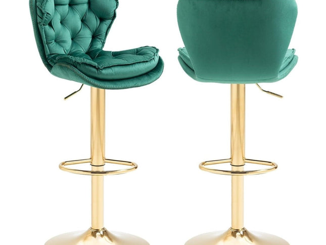 SERENIT√† Velvet Adjustable Swivel Bar Stools, Set of 2 with Backrest ‚Äì Emerald Green