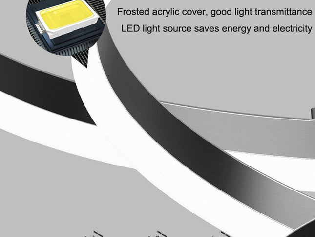 Black 3 Rings Minimalist LED Pendant Light Adjustable Circular Chandelier