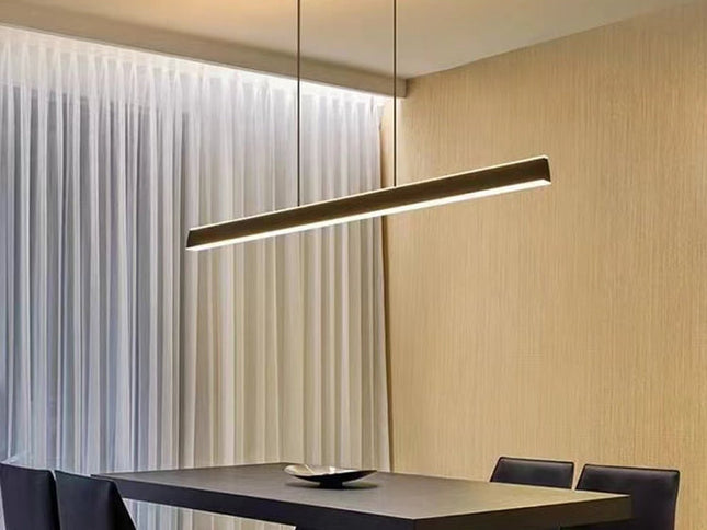 Modern Minimalist Trapezoid Pendant Light Adjustable LED Bar Light Black