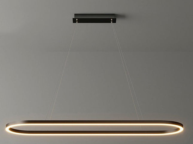 Modern Minimalist Oval Pendant Light Adjustable LED Chandelier Black