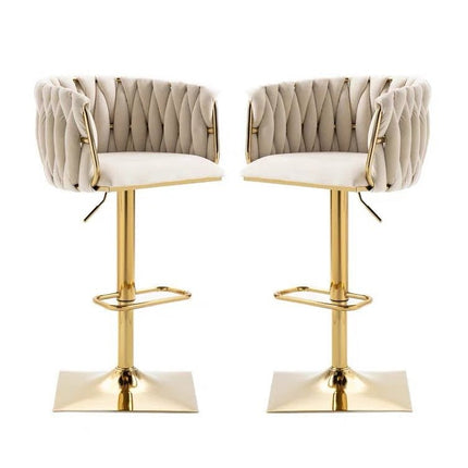 SERENITà Modern Velvet Breakfast Bar Stools Swivel Barstools Adjustable Counter Stools with Backrest Set of 2 iVORY