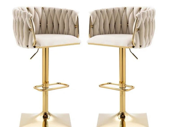 SERENIT√† Modern Velvet Breakfast Bar Stools Swivel Barstools Adjustable Counter Stools with Backrest Set of 2 iVORY