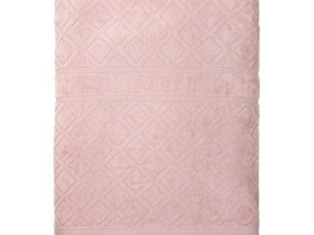 Premium Velour Diamond Design Jacquard Bath Towel (Pink)