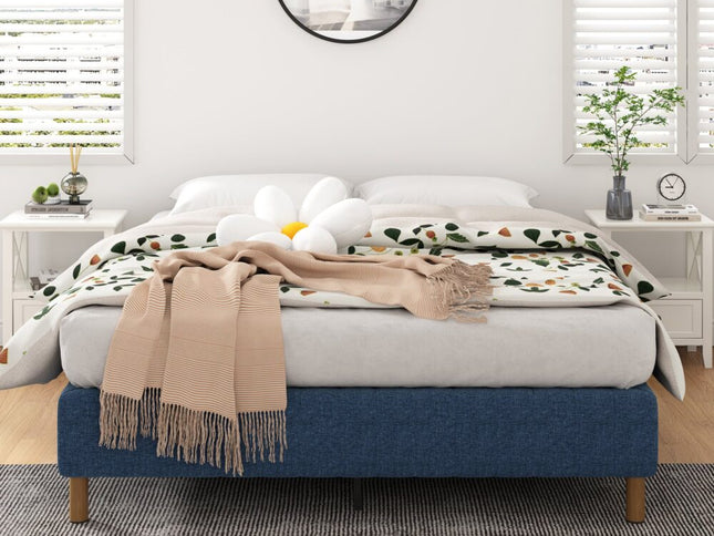 Metal Bed Frame Mattress Foundation Blue – Queen